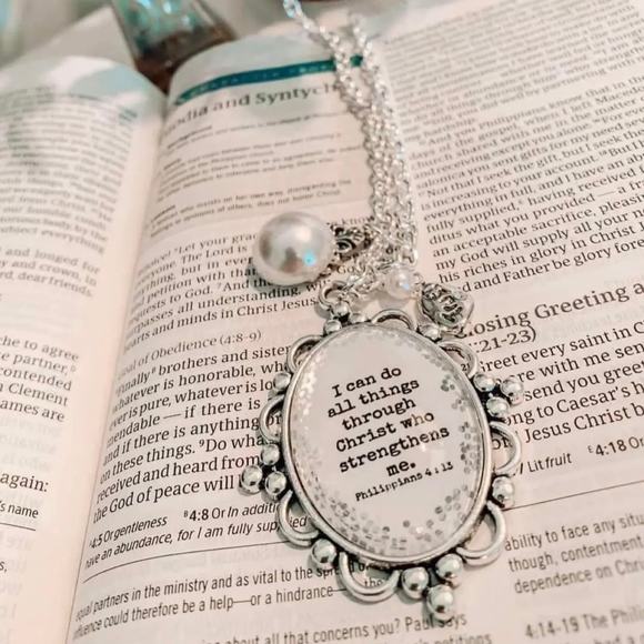 New Plunder "All Things Through Christ" Inspirational Necklace (30.5") - Picture 3 of 5